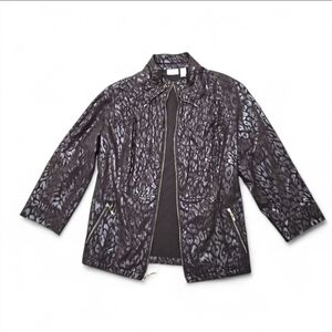 Chico’s Zenergy Neema Aria Animal Foil Jacket Chocolate Brown Size 2 (Large /12)
